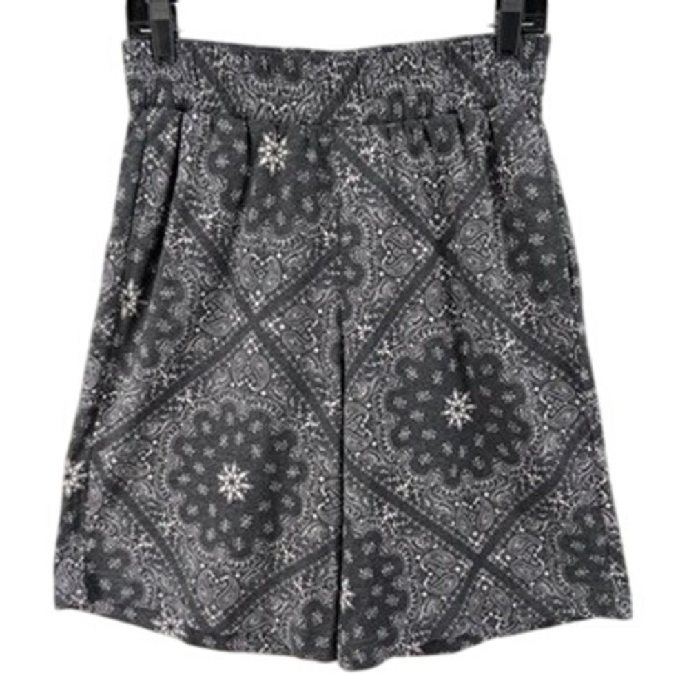 Topman Shorts Mens Sz S Gray Bandana Print Shorts Elastic Waist Casual Pockets‎
